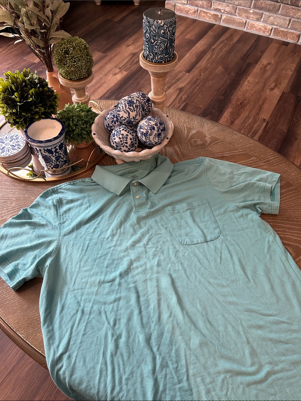 Van Heusen Men's Short-Sleeve Polo Golf Shirt in Light Teal XL